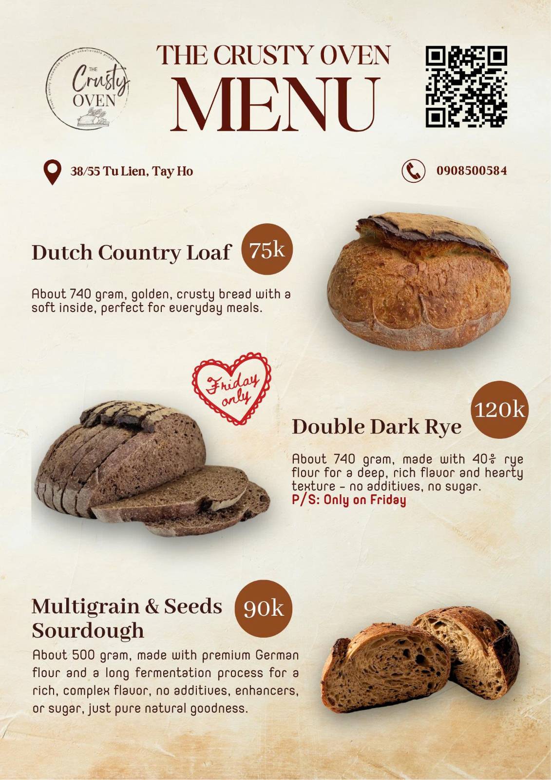 Crusty Oven Menu
